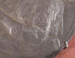 Godefroid Devreese (1861-1941): Dentelliére (Csipkeverő). Fém plakett, d: 25 cm, fa lapra applikálva...