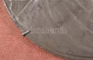 Godefroid Devreese (1861-1941): Dentelliére (Csipkeverő). Fém plakett, d: 25 cm, fa lapra applikálva...