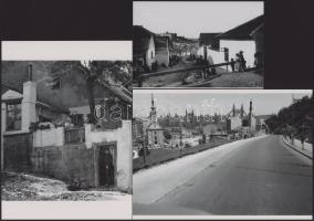 cca 1960 előtti felvételek a Tabánról és annak helyéről, 3 db modern nagyítás jelzés nélkül, 21x15 cm és 10x15cm