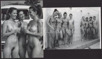 cca 1989 "Szép leányok partizgatnak", szolidan erotikus felvételek, 2 db modern nagyítás, jelzés nélkül, 15x21 cm és 21x15 cm