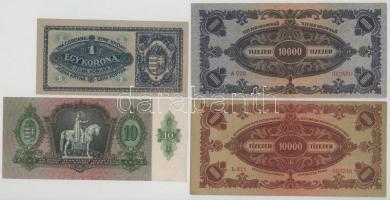 Vegyes, 9db-os bankjegytétel, közte 1920. 1K "aa 001" T:XF-F