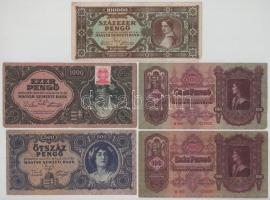 Vegyes, 9db-os bankjegytétel, közte 1920. 1K "aa 001" T:XF-F