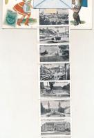 1941 Pécs, magyar népviseletes leporellólap 10 kis képpel és repülőgéppel (fa)