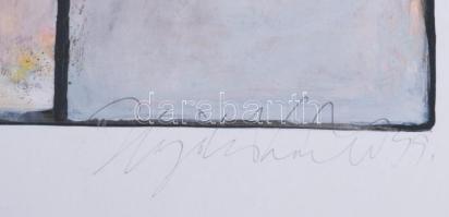 Hajdú László (1938-): Térérzetek II., 1999-2000. Akril, kártyapapír. Jelezve jobbra lent. Hátoldalán...