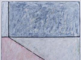 Hajdú László (1938-): Térérzetek I., 1999-2000. Akril, kártyapapír. Jelezve jobbra lent. Hátoldalán ...