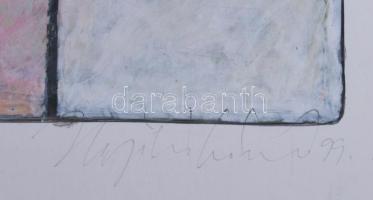 Hajdú László (1938-): Térérzetek I., 1999-2000. Akril, kártyapapír. Jelezve jobbra lent. Hátoldalán ...