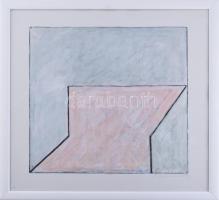 Hajdú László (1938-): Térérzetek V., 1999-2000. Akril, kártyapapír. Jelezve jobbra lent. Hátoldalán autográf felirattal. 45x45 cm. Üvegezett fakeretben.