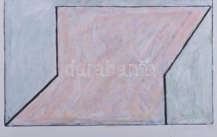 Hajdú László (1938-): Térérzetek V., 1999-2000. Akril, kártyapapír. Jelezve jobbra lent. Hátoldalán ...