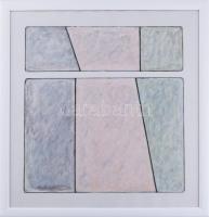 Hajdú László (1938-): Térérzetek IV., 1999-2000. Akril, kártyapapír. Jelezve jobbra lent. Hátoldalán autográf felirattal. 45x45 cm. Üvegezett fakeretben.