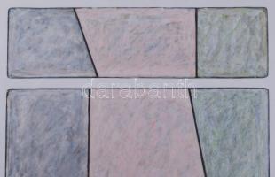 Hajdú László (1938-): Térérzetek IV., 1999-2000. Akril, kártyapapír. Jelezve jobbra lent. Hátoldalán...