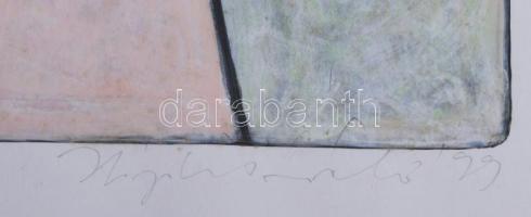 Hajdú László (1938-): Térérzetek IV., 1999-2000. Akril, kártyapapír. Jelezve jobbra lent. Hátoldalán...