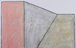 Hajdú László (1938-): Térérzetek III., 1999-2000. Akril, kártyapapír. Jelezve jobbra lent. Hátoldalá...