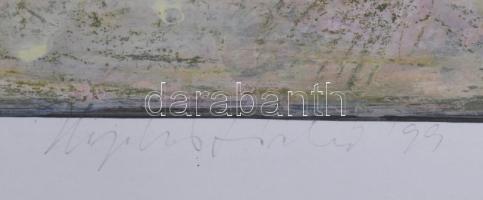 Hajdú László (1938-): Térérzetek III., 1999-2000. Akril, kártyapapír. Jelezve jobbra lent. Hátoldalá...