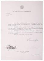 1939 vitéz Keresztes-Fischer Ferenc (1881-1948) belügyminiszter, politikus aláírása dr. Bíró Béla orvos kinevezésén, fejléces papíron.