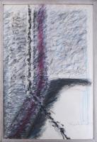 Hajdú László (1938-): Párhuzamosok, 1989. Vegyes technika, papír. Jelezve jobbra lent. Hátoldalán autográf felirattal és Art'éria Galéria Szentendre bélyegzésével. 88x62,5 cm. Üvegezett fakeretben.