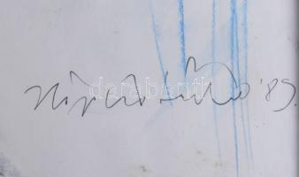 Hajdú László (1938-): Párhuzamosok, 1989. Vegyes technika, papír. Jelezve jobbra lent. Hátoldalán au...