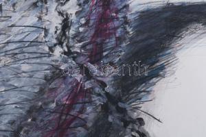 Hajdú László (1938-): Párhuzamosok, 1989. Vegyes technika, papír. Jelezve jobbra lent. Hátoldalán au...