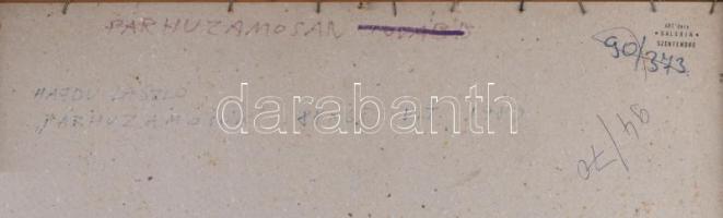 Hajdú László (1938-): Párhuzamosok, 1989. Vegyes technika, papír. Jelezve jobbra lent. Hátoldalán au...