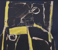 Hajdú László (1938-): Küzdelem III, 1969. Monotípia, papír. Jelezve jobbra lent. Hátoldalán autográf...