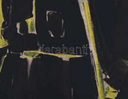 Hajdú László (1938-): Küzdelem III, 1969. Monotípia, papír. Jelezve jobbra lent. Hátoldalán autográf...