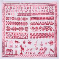 1909 Hímzésminta, monogramos, 35x38 cm