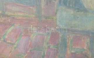 Jakuba János (1909-1974): Asztal mellett. Olaj, farost, jelezve jobbra lent. Hátoldalán Képcsarnok V...