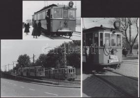 cca 1970 előtt készült felvételek budapesti villamosokról (10, 33, 55, 67-es járat), 3 db modern nagyítás, jelzés nélkül, 15x21 cm és 10x15 cm