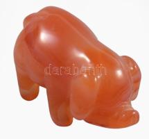 Kínai achát amulett malac, h: 4,5 cm