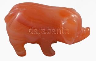 Kínai achát amulett malac, h: 4,5 cm