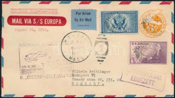 1935 Bejövő katapult levél Budapestre az Egyesült Államokból, nagyon ritka!