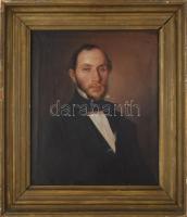 Jelzés nélkül, XIX. sz. festő: Előkelő úr portréja. Olaj, vászon. Antik, kissé sérült fakeretben. 44,5x37 cm.