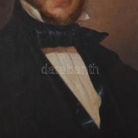 Jelzés nélkül, XIX. sz. festő: Előkelő úr portréja. Olaj, vászon. Antik, kissé sérült fakeretben. 44...