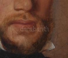 Jelzés nélkül, XIX. sz. festő: Előkelő úr portréja. Olaj, vászon. Antik, kissé sérült fakeretben. 44...