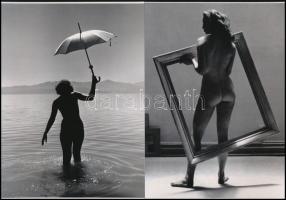 cca 1951 André de Dienes (korábban Ikafalvi-Dienes Andor György) (1913-1985) magyar - amerikai fotóriporter és fotóművész felvételei (Keretezve; Napernyővel), 2 db modern nagyítás, jelzés nélkül, 21x15 cm