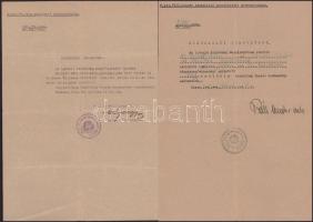 1940-1943 Munkács, Kassa, származási igazolások, 2 db, Mágocsy és Páll Andor századosok aláírásai, M. Kir. VIII. Honvéd Gépkocsizó Vonatosztály Parancsnokság és M. Kir. 24. Honvéd Gyalogezred III. Zászlóalj Parancsnokság pecsétekkel.