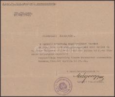 1940-1943 Munkács, Kassa, származási igazolások, 2 db, Mágocsy és Páll Andor századosok aláírásai, M...