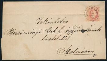 ca. ~1870 5kr levélen "AVAS-UJVÁROS" (hajtott / folded)