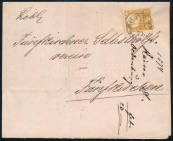 1874 2kr nyomtatványon "SOPRON / DÉLUTÁN"