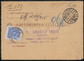 1935 Portómentes levelezőlap 6f portóval
