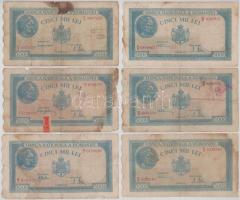Románia 1943-1945. 5000L (6xklf dátum) T:VG,G Romania 1943-1945. 5000 Lei (6xdiff dates) C:VG,G Krause P#56