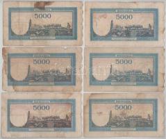 Románia 1943-1945. 5000L (6xklf dátum) T:VG,G
Romania 1943-1945. 5000 Lei (6xdiff dates) C:VG,G
Kr...