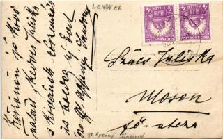 1928 Lengyel, Fő utca. Hátoldalon özv. gróf Apponyi Sándorné levele, photo (vágott / cut)