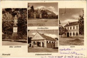 Marcaltő, Hősi emlékmű, Munkásotthon (Esterházy kastély), Iskola, Földmívesszövetkezet üzlete (fa)