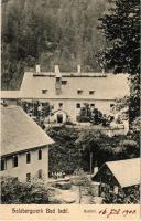 1908 Bad Ischl, Salzbergwerk, Ausfahrt / salt mine, miners on handcar (EK)
