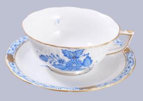 Herendi Apponyi Blue mintás kávés készlet. Jelzett, teljes, rózsa fogón kis pattogzással, kanna fogó...