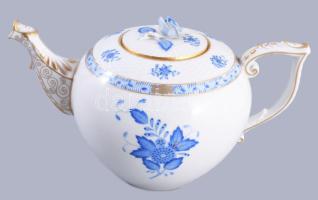 Herendi Apponyi Blue mintás kávés készlet. Jelzett, teljes, rózsa fogón kis pattogzással, kanna fogó...