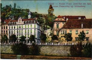 1918 Graz (Steiermark), Kaiser Franz Josef-Kai mit dem neuen Felsensteig am Schlossberg (cut)