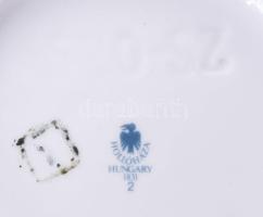 Hollóházi Szász Endre által tervezett mintával díszített zöld váza, matricás, jelzett, hibátlan, m: ...