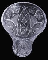 Gazdagon csiszolt mintával díszített ólomkristály váza, hibátlan, m: 29 cm