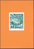 König (Kőnig) Róbert (1951-2014): Ex libris Horst Lambrecht, 1996. Linómetszet, papír, jelzett, papí...